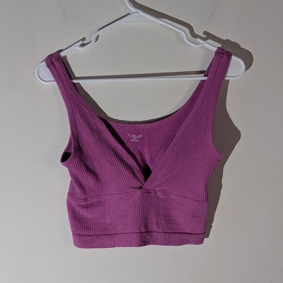 Urban Outfitters Purple Ribbed Cropped Bralette Top Women's Size XL - Picture 1 of 5